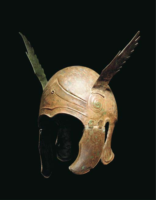 the bronze winged helmet of phrygian chalcidian