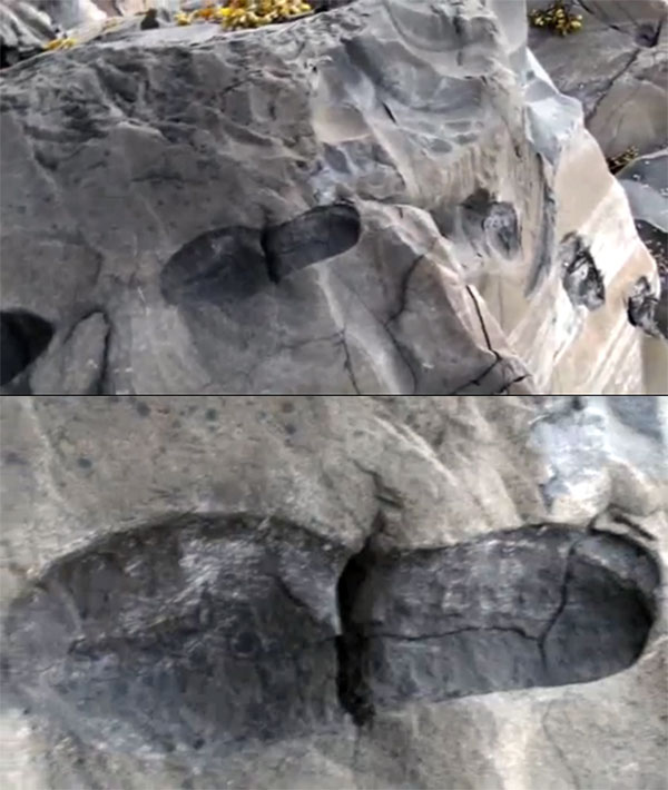 giant footprints discovered in stone