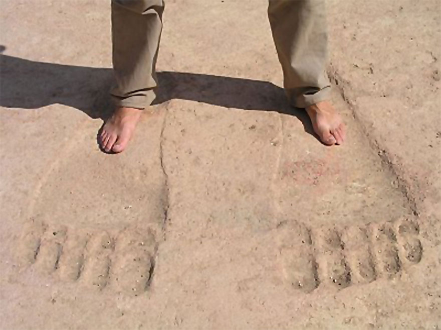 giant footprints discovered in stone