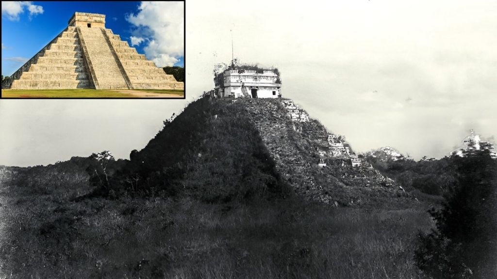pyramids before and after excavation