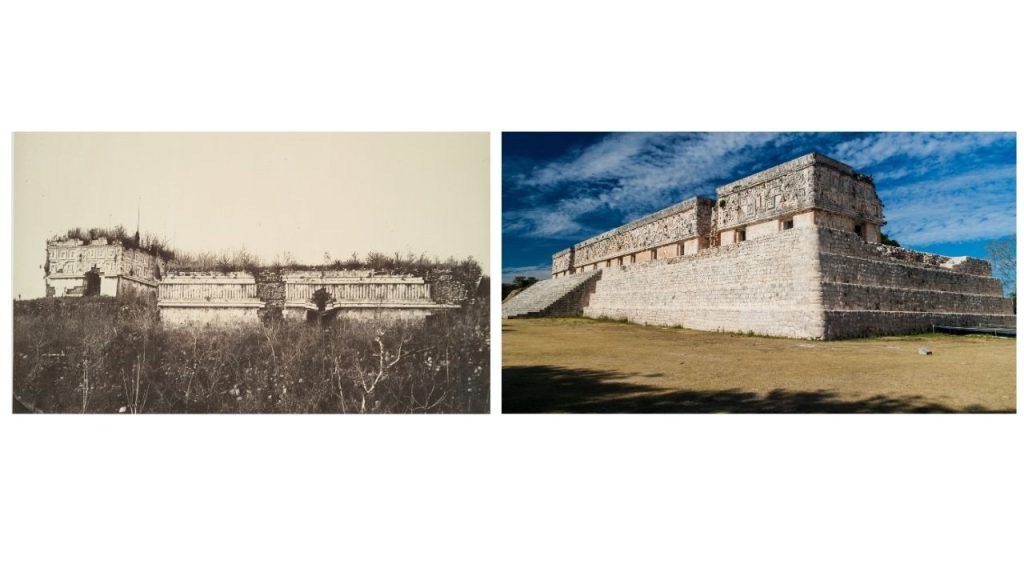 pyramids before and after excavation