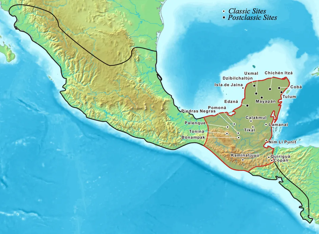 map of ancient maya