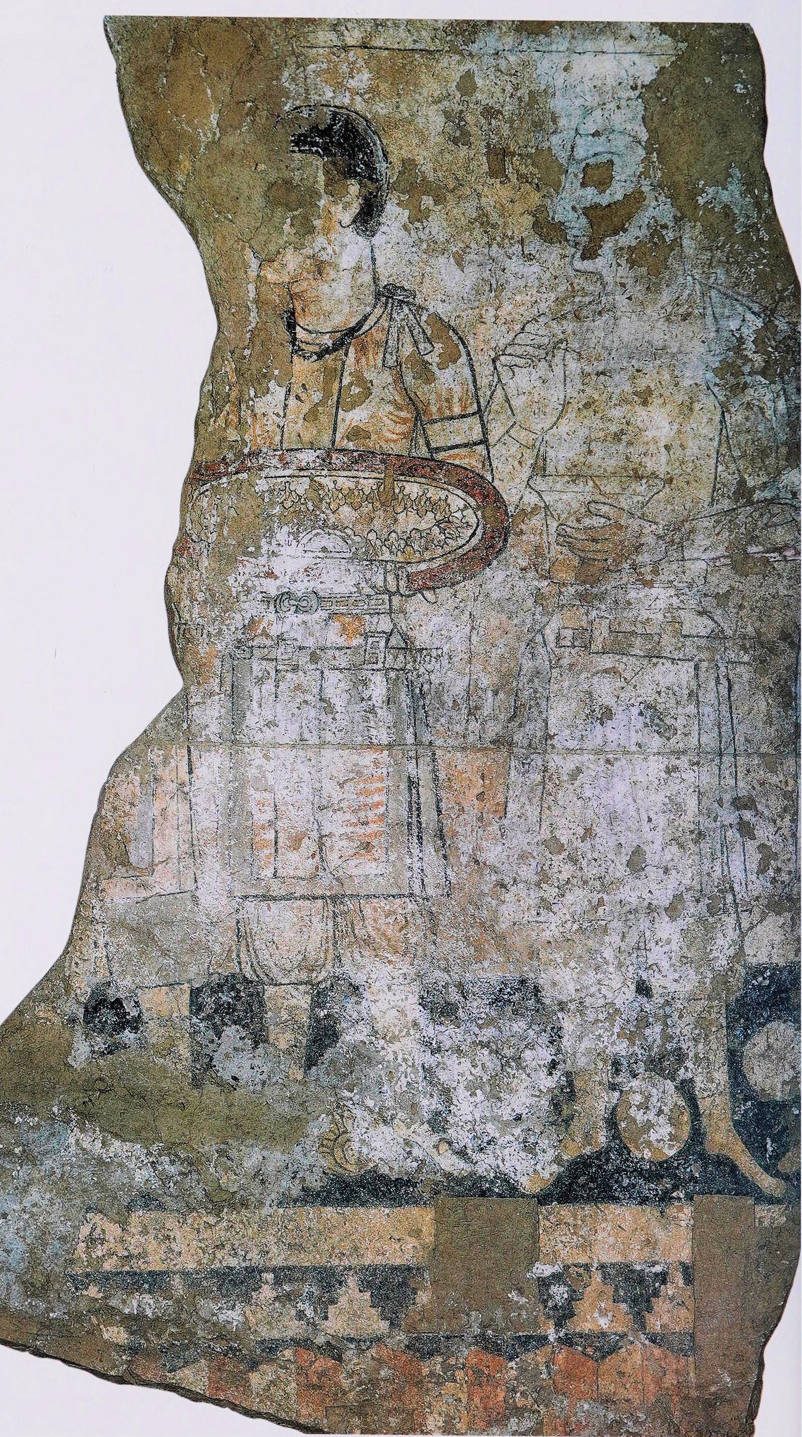 Sogdian donor figures in a wall painting from Temple II at Panjakent, circa 500 CE