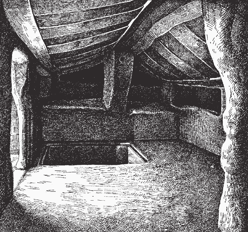 Antonio Taramelli's early photograph of the Chamber tomb at Sant'Andrea Priu, documented during the 1916 excavations.