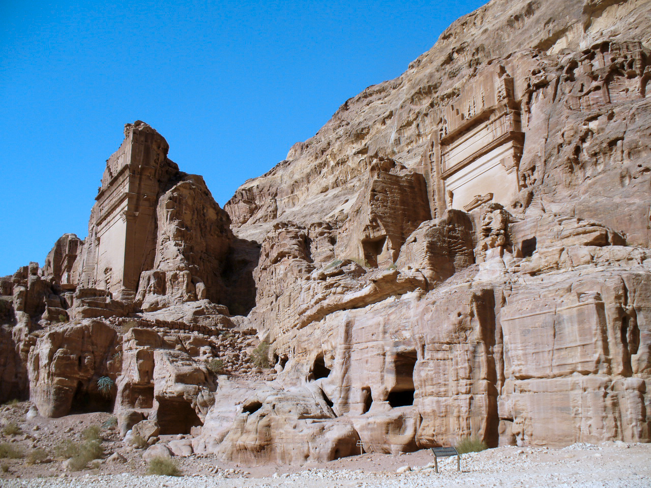 Street of Facades in Petra lined with Nabataean rock-cut tombs