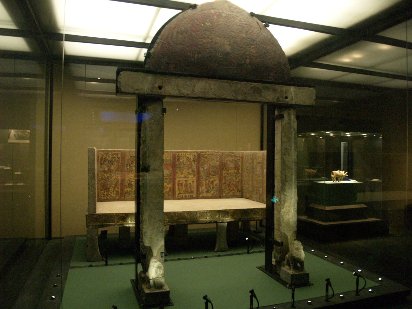 Stone gate and funerary couch of the Sogdian sabao An Jia, in the Shaanxi History Museum, Xian.