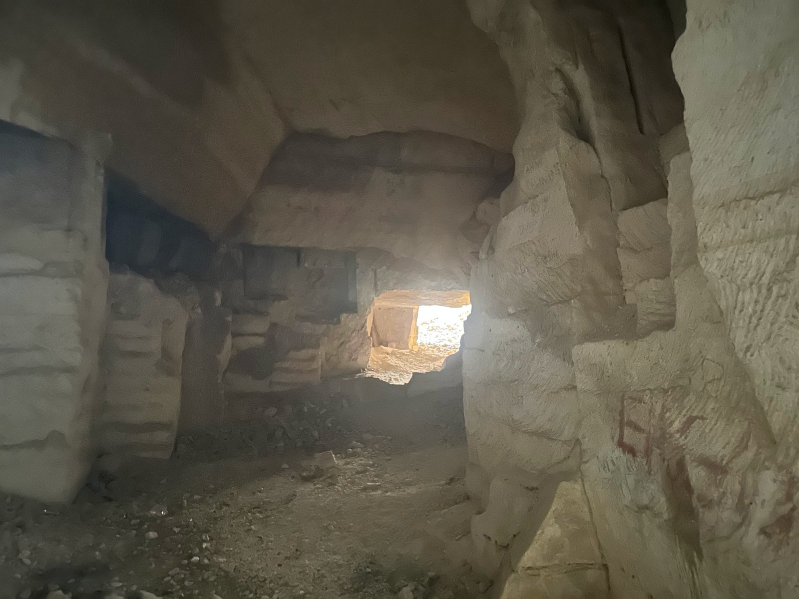 Daylight entering the Bazda Caves through a collapsed section of ceiling, Harran district, Şanlıurfa, Türkiye.