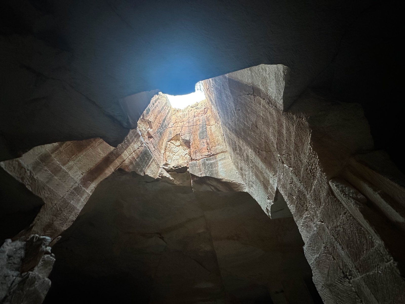 Rectangular rock-cut chamber in the Bazda Caves underground quarry, Harran district, Şanlıurfa, Türkiye.