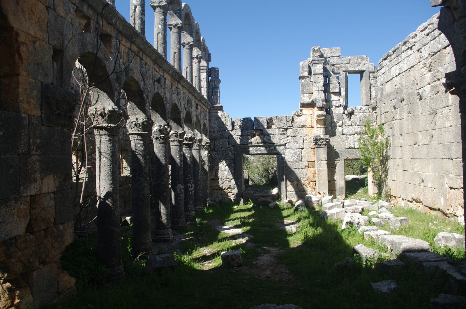 Interior of the Cambazlı Church showing the apse and two-storey walls of finely squared stone