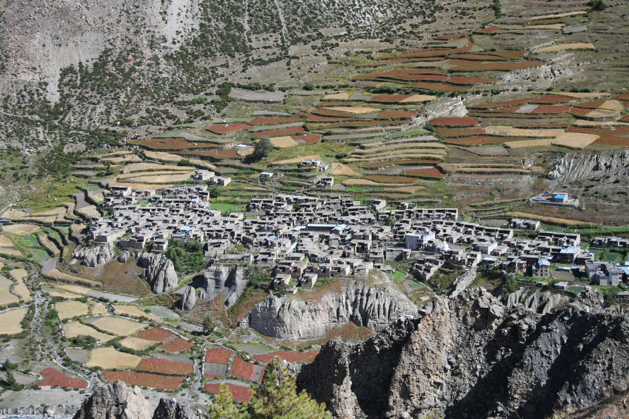 The village of Manang in the upper Marsyangdi valley, Gandaki Province, Nepal