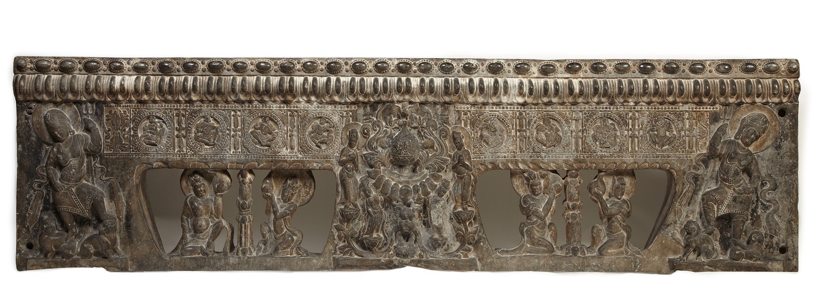 Base of a Sogdian funerary couch carved with musicians and dancers, in the Freer Gallery of Art.