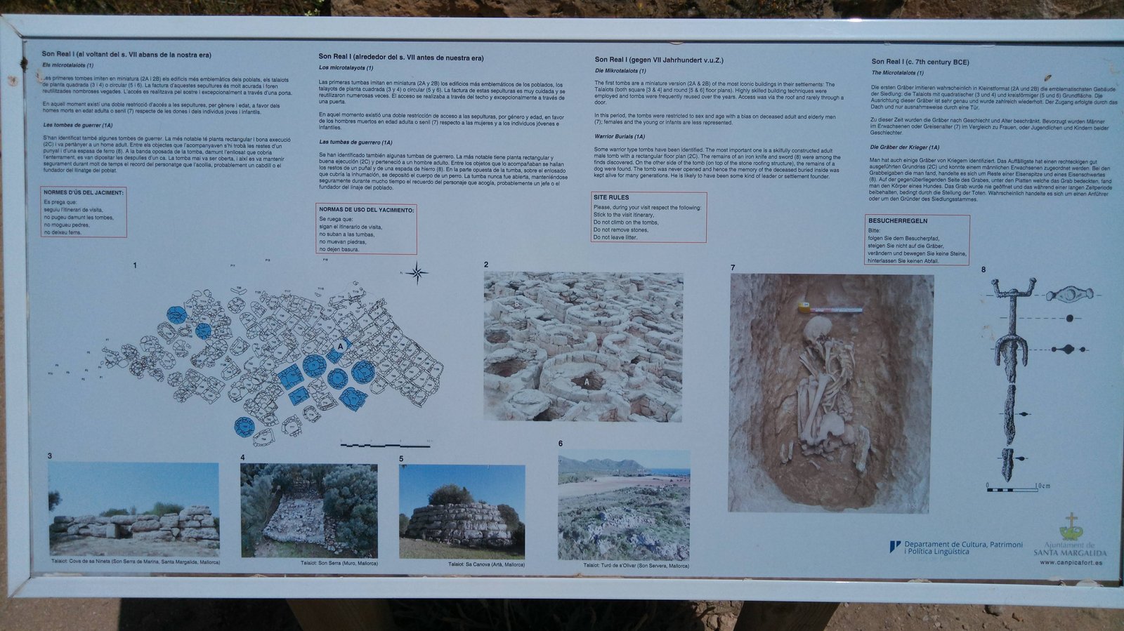 Panorama of the Son Real necropolis with the Bay of Alcúdia behind the Iron Age graves, Mallorca