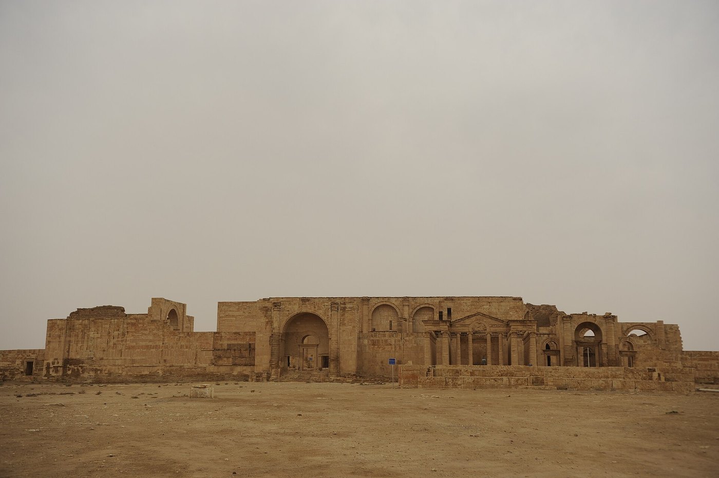 Columned ruins of the Parthian caravan city of Hatra in Nineveh Governorate, Iraq, photographed in 2008