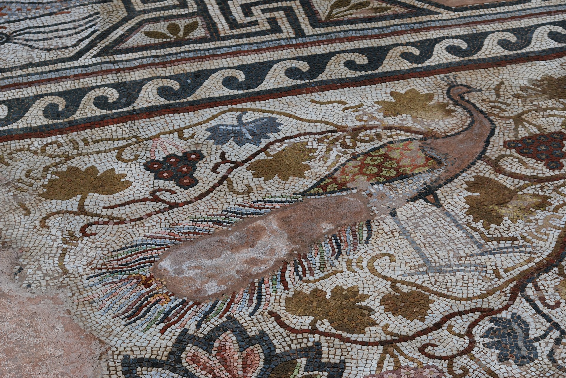 Early Christian floor mosaic in the Great Basilica at Heraclea Lyncestis, Bitola