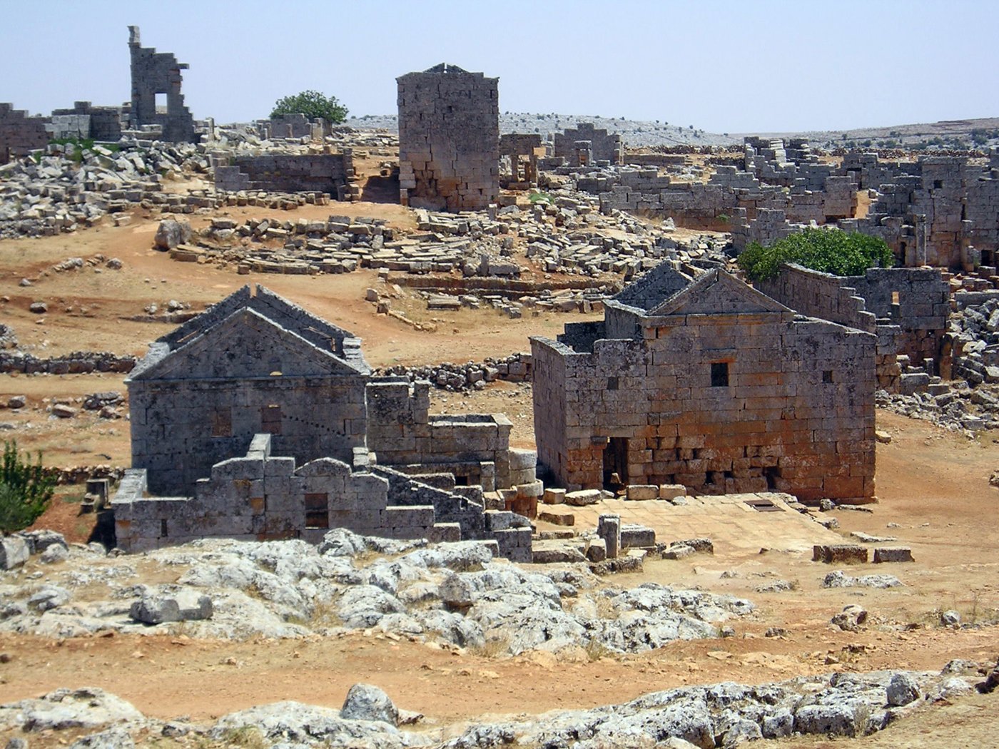 Stone ruins of Serjilla, one of the Dead Cities of northwestern Syria, abandoned after the 7th century CE
