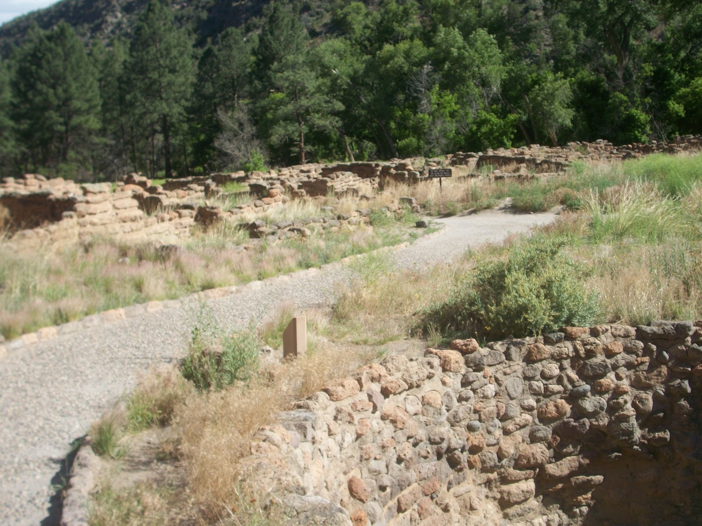 The circular ground plan of Tyuonyi pueblo in Frijoles Canyon, Bandelier National Monument, New Mexico